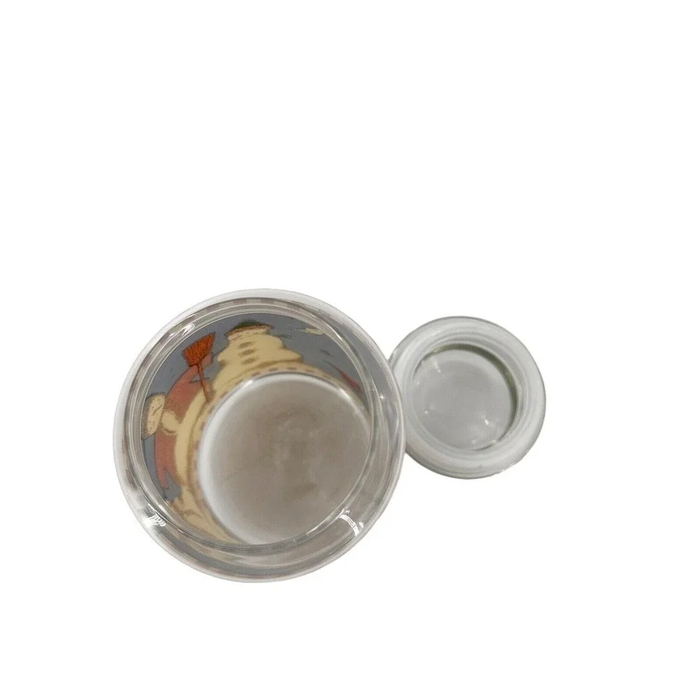 Vtg Snowman Sakura Debbie Mumm 1998 Glass Cookie‎ Canister Jar Country Farmhouse
